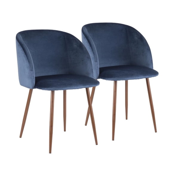 LumiSource Walnut, Blue Fran Chair - Set of 2