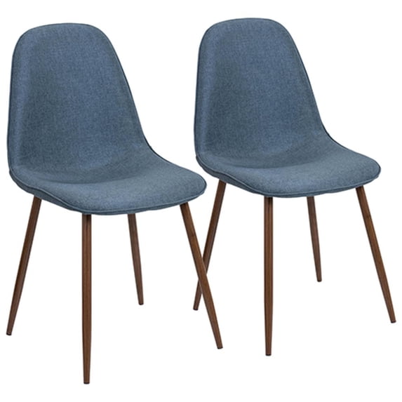 LumiSource Walnut, Blue Pebble Dining Chair - Set of 2