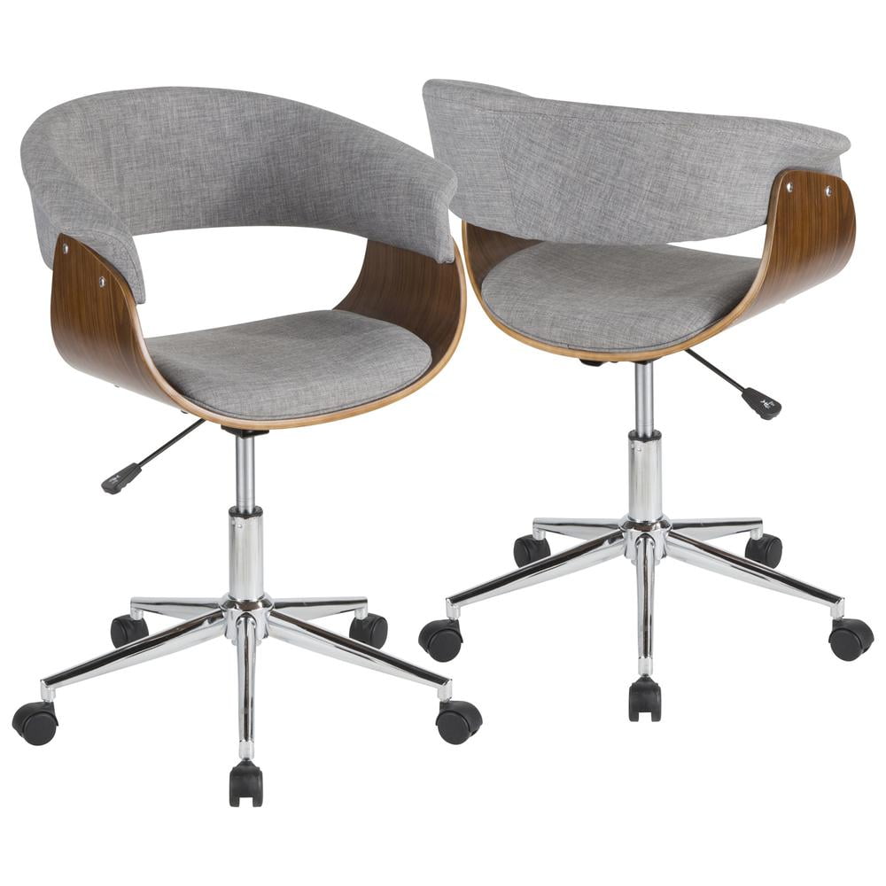 Modern Swivel Arm Chair in Light Grey with Metal Base