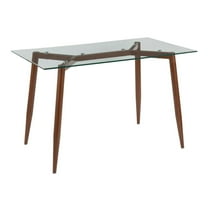LumiSource Walnut Metal, Clear Glass Clara Table