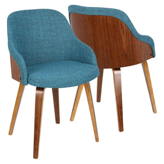 Belen Kox Bacci Mid-Century Modern Dining/ Accent Chair in Walnut Wood and Teal Fabric