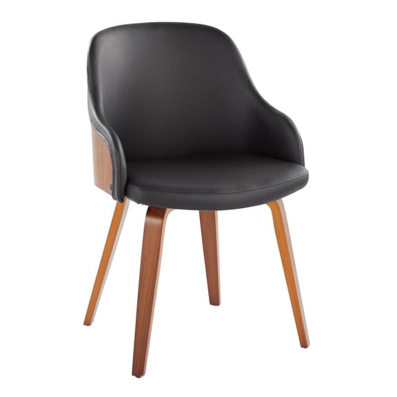 LumiSource Walnut Wood, Black PU Bacci Chair