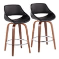 thumbnail image 1 of LumiSource Walnut Wood, Black PU, Chrome Fabrico Fixed-Height Counter Stool - Set of 2, 1 of 7