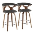 thumbnail image 1 of LumiSource Walnut Wood, Charcoal Fabric, Chrome Gardenia Counter Stool - Set of 2, 1 of 8