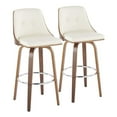 thumbnail image 1 of LumiSource Walnut Wood, Chrome Metal, Cream PU Gianna Fixed-Height Barstool - Set of 2, 1 of 9