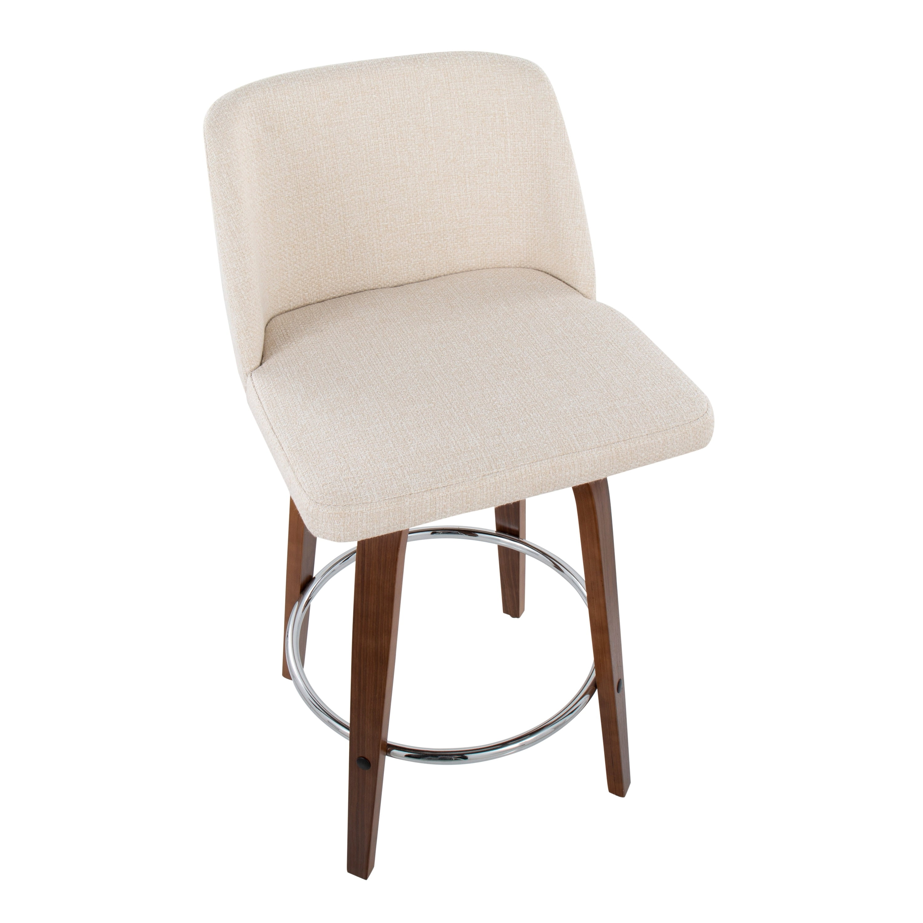 Toriano Mid-Century Swivel Counter Stools in Black & Cream Noise