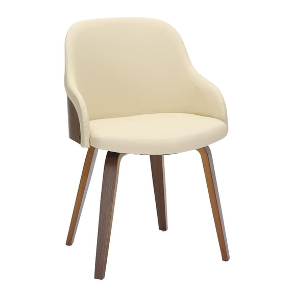 LumiSource Walnut Wood, Cream PU Bacci Chair