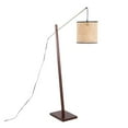 thumbnail image 1 of Lumisource Arturo Contemporary Floor Lamp in Walnut Wood and Satin Nickel with Rattan Shade, 1 of 7