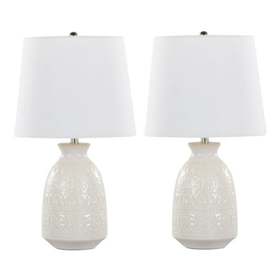 LumiSource White Claudia 20" Ceramic Accent Lamp - Set of 2