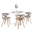 thumbnail image 1 of Dakota-Gardenia Contemporary Dining Set in White Steel with White Wood Tabletop and Whitewashed Wood with Grey Fabric - 4 Piece, 1 of 5