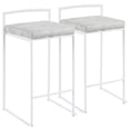 thumbnail image 1 of Fuji Contemporary Stackable Counter Stool In White With Light Grey Cowboy Fabric Cushion - Set Of 2, 1 of 6
