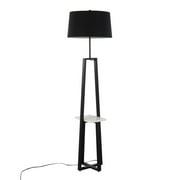 LumiSource White Marble, Black Metal, Black Linen Cosmo Shelf Floor Lamp