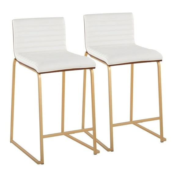 LumiSource White Mason Mara 26" Fixed-Height Counter Stool - Set of 2
