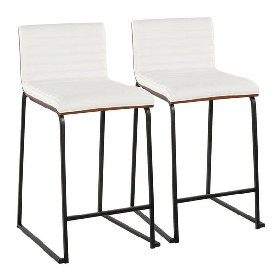 LumiSource White Mason Mara 26" Fixed-Height Counter Stool - Set of 2