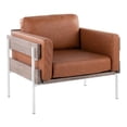 thumbnail image 1 of LumiSource White Metal, Grey Wood, Camel PU Kari Accent Chair, 1 of 7