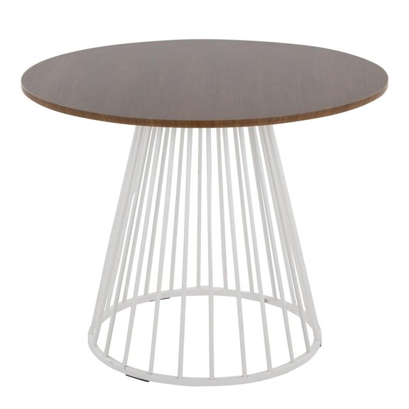LumiSource White Metal, Walnut Wood Canary Cosmo Dining Table