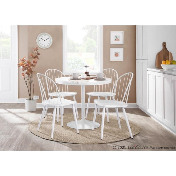 LumiSource White Steel, White Wood Dakota Dining Table