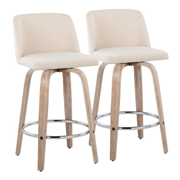 LumiSource White Toriano 26" Fixed-Height Counter Stool - Set of 2