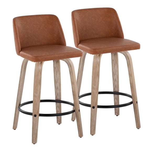 LumiSource White Toriano 26" Fixed-Height Counter Stool - Set of 2
