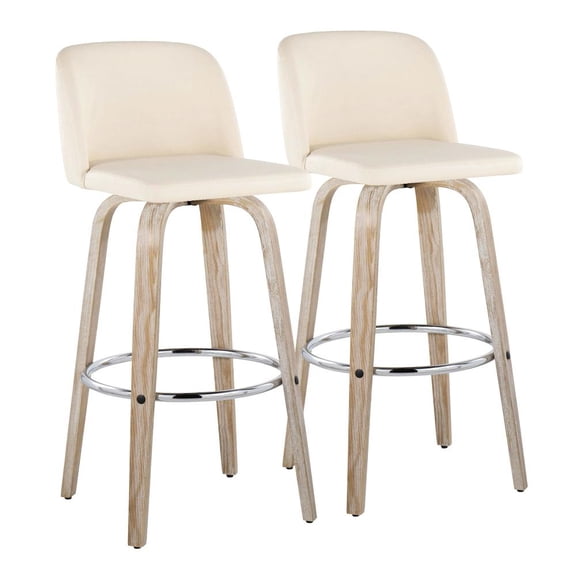 LumiSource White Toriano 30" Fixed-Height Barstool - Set of 2