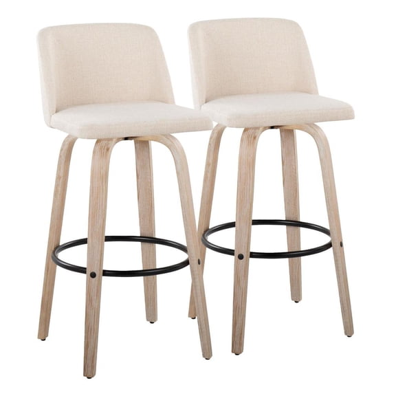LumiSource White Toriano 30" Fixed Height Barstool - Set of 2