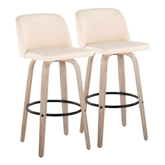 LumiSource White Toriano 30" Fixed Height Barstool - Set of 2