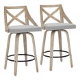 thumbnail image 1 of LumiSource White Washed Wood, Light Grey Fabric Charlotte Counter Stool - Set of 2, 1 of 8