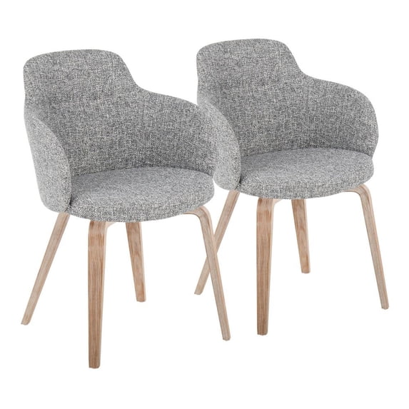 LumiSource Whitewashed Wood, Dark Grey Noise Fabric Boyne Chair - Set of 2