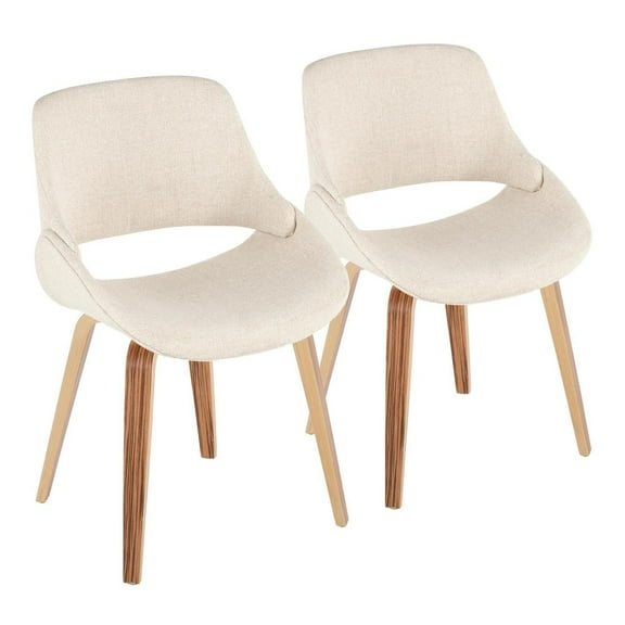 LumiSource Zebra Wood, Cream Fabric Fabrico Chair - Set of 2