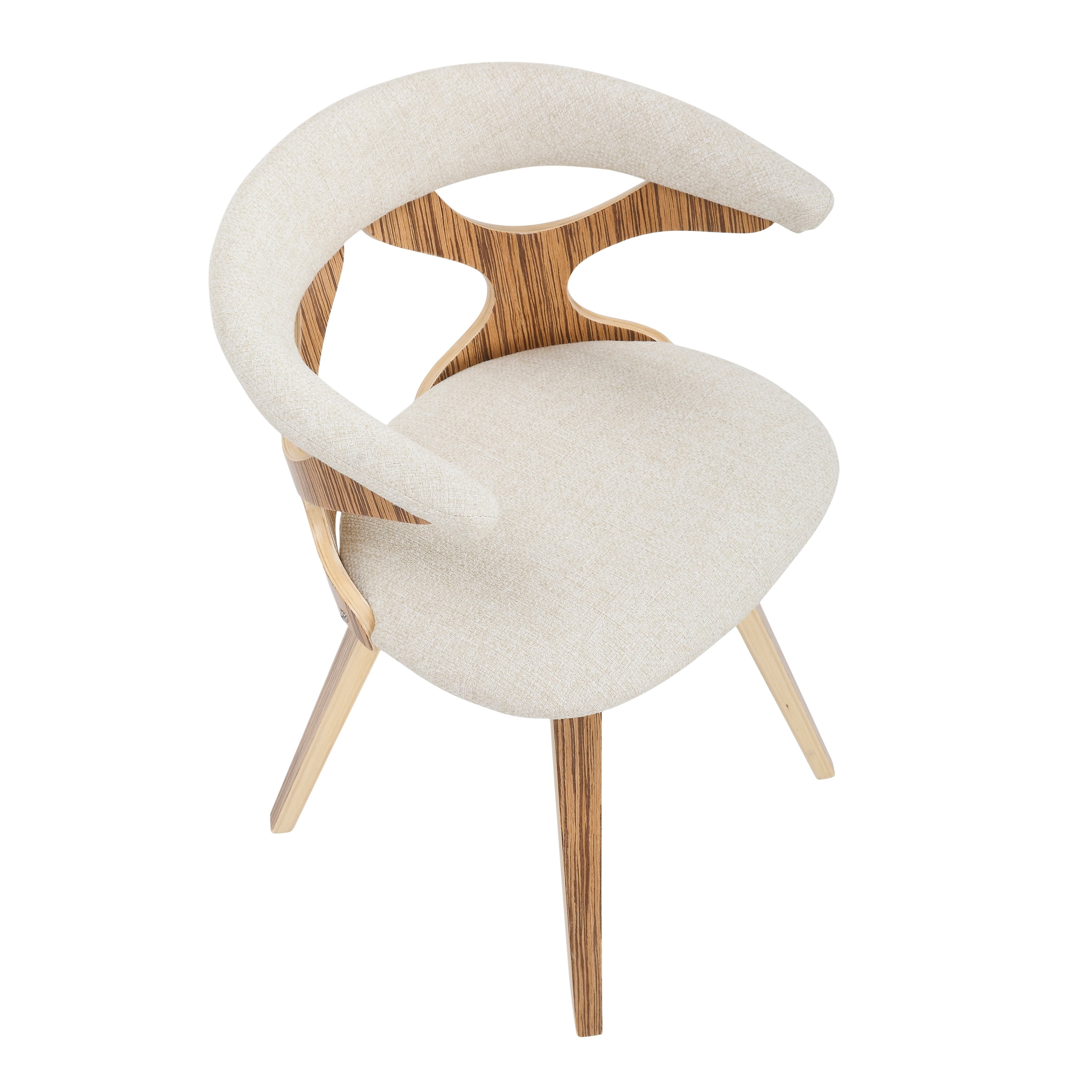 Gardenia Cream Zebra Wood Swivel Side Chair with Cutout Back