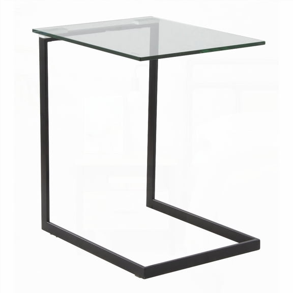 LumiSource Zenn End Table - Black Metal & Clear Glass|Contemporary Styling