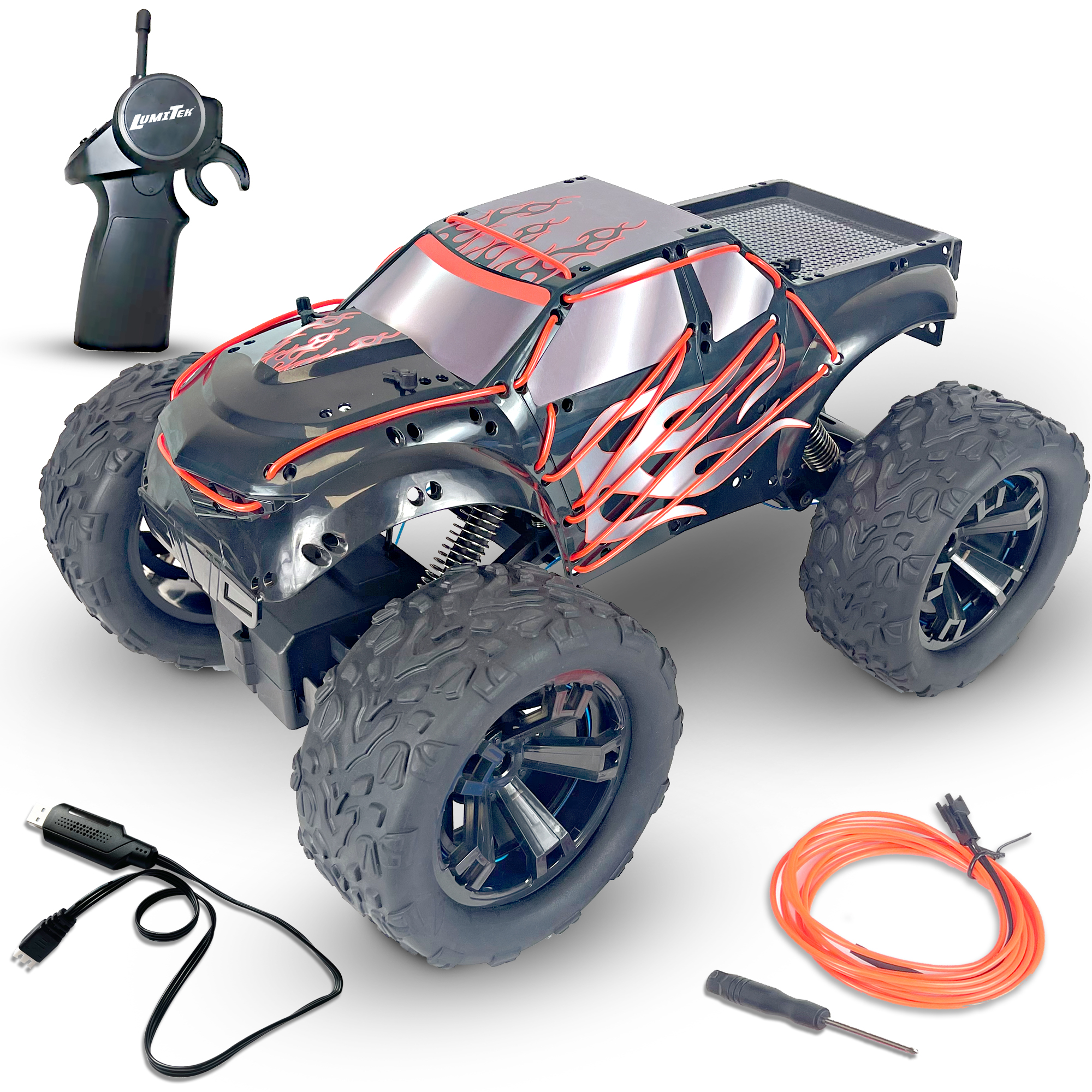 LumiTEK™ R/C - Neon Giant Truck - Customizable LED Piping- 2.4 GHz 1:10 Scale Remote Control Car - Ages 8+ - image 1 of 7