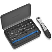 Lumiadot 37PCS Mini Ratchet Screwdriver Set with 1/4" S2 Steel Bits, 90 Degree Right Angle Screwdriver