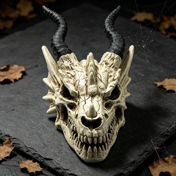 LUMIARTISAN Dragon Skull Statue, Gothic Resin Tabletop Decor, 1 Pack, 9.84 in