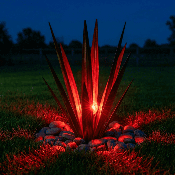 Lumiartisan Metal Agave Plant 35cm Solar Powered No Watering Needed Garden Art