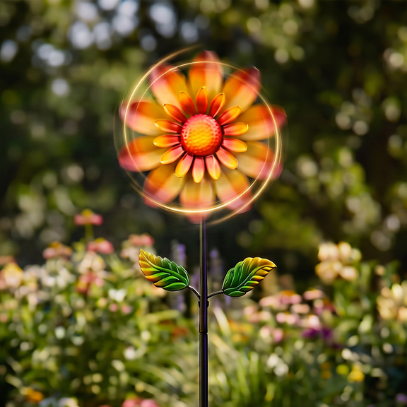 Lumiartisan Sunflower Wind Spinner, Metal Garden Decor, 1 Pack, 44.88 in