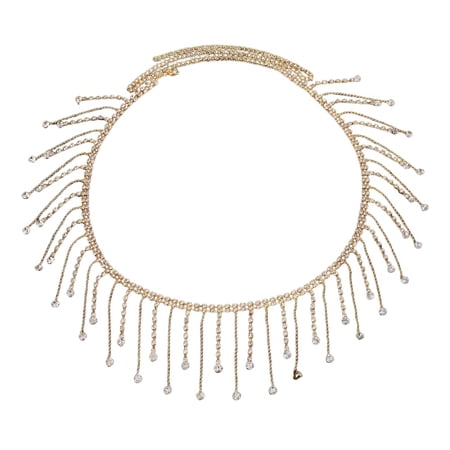 Lumier Waist Chains, Gold Rhinestone with Tassels, Silver, 25 in