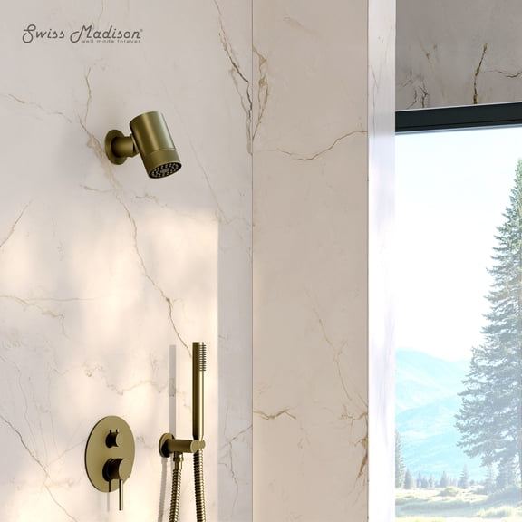 Lumiere 2-Spray Patterns 2.5 GPM Wall Mount Fixed Shower Head in Brushed Gold