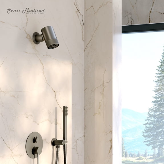 Lumiere 2-Spray Patterns 2.5 GPM Wall Mount Fixed Shower Head in Brushed Nickel