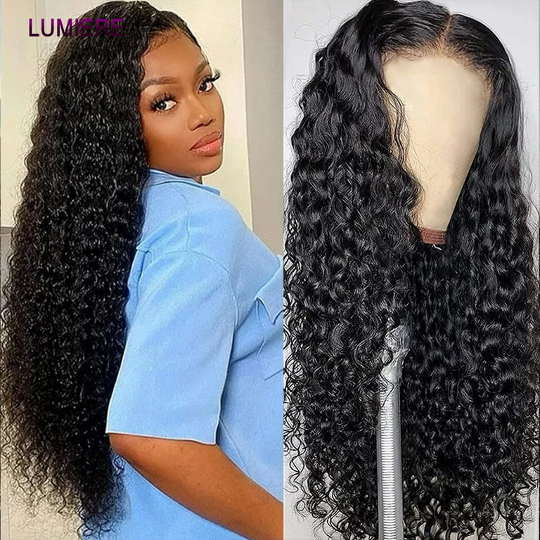 Lumiere Hair Water Wave 150 Density 13x4 Lace Front Human Hair Wig 30 34  Inch Water Curly Brazilian 13x4 Frontal Wigs For Black Women 22 inch 