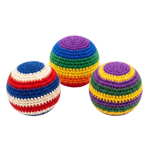 Lumifun 3 PCS Hand-Made Knitted Footbag 2.2 inches, 2026 Upgraded Colorful Crochet Foot Bag Ball, Juggling Balls for Beginners Juggling & Outdoor Games