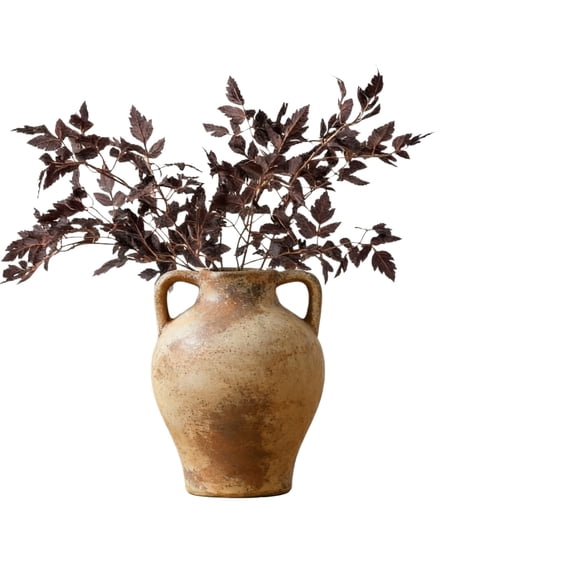 Lumifun 4 PCS Artificial Cimicifuga Plant Leaf Spray with Vase 22 inches, Fall Faux Plum Cimicifuga Ramosa Leaf Branch, for Home Vase Wedding Garden Farmhouse Table Mantel Decor