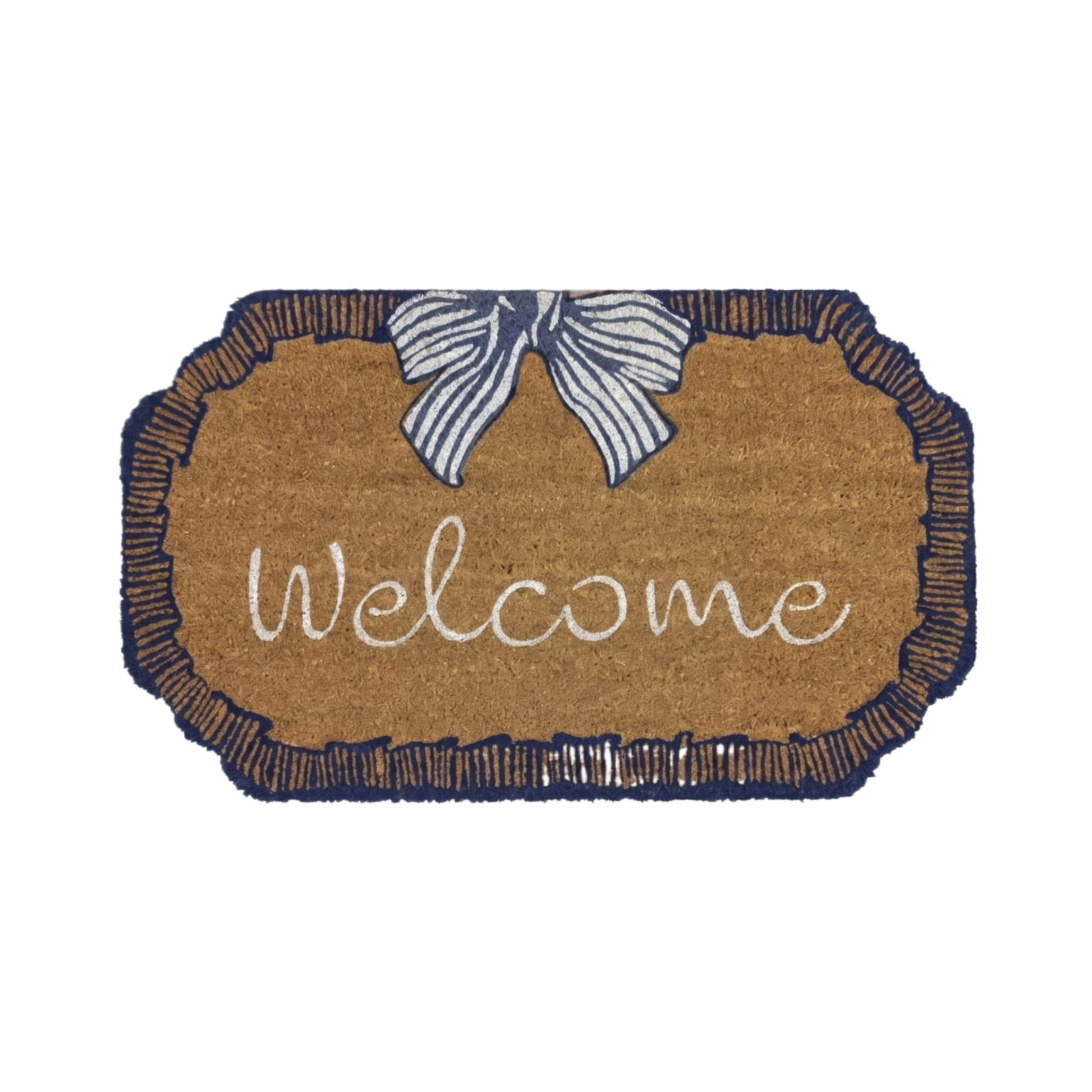 Lumifun Bow Welcome Coir Doormat 48 x 30 inch, Non-Slip Outdoor Entryway Rug, Durable Coconut Fiber Mat for Front Door, Porch, Patio, Farmhouse & Coastal Home Decor