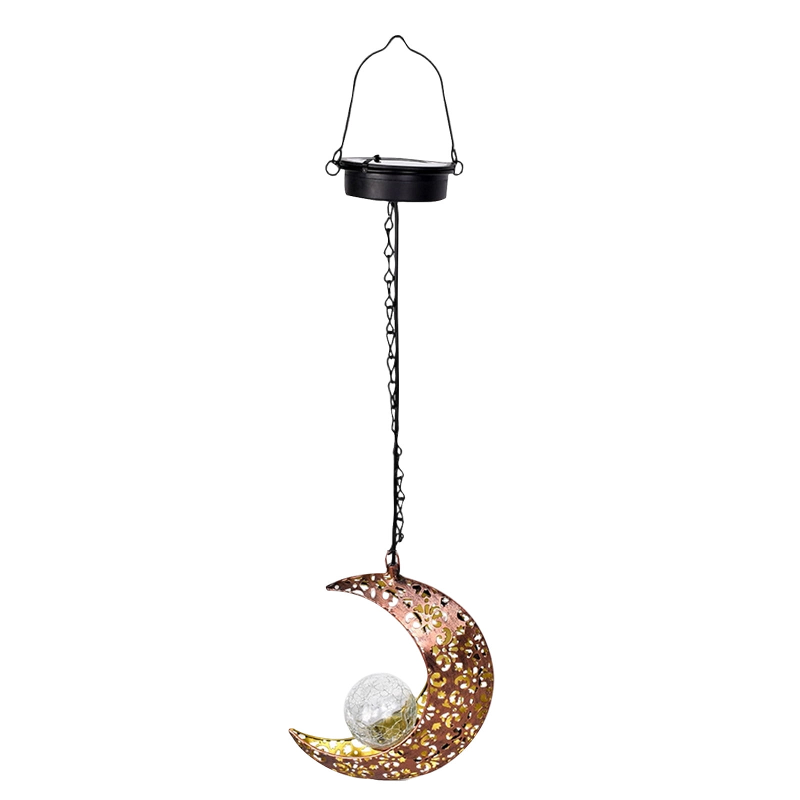 Lumifun Hanging Moon Lanterns with Crackle Glass Ball LED, Outdoor Waterproof Solar Lights Garden Decor, for Yard Front Porch Lawn Driveway Patio Backyard Pathway Gardening Gift