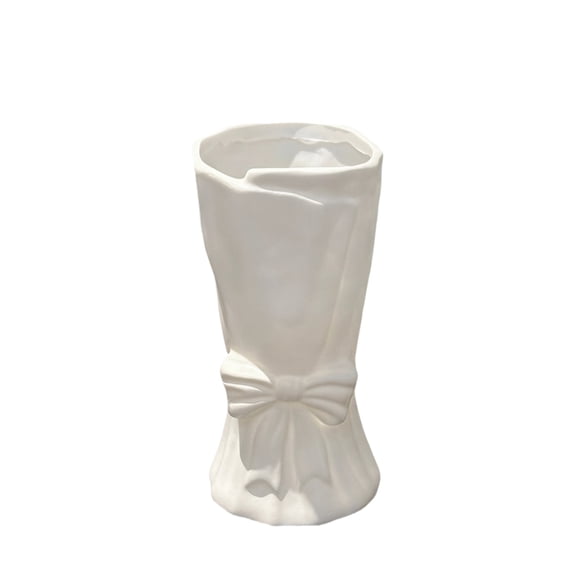 Lumifun White Bow Vase 8.8 inches, Unique Elegant Modern Decorative Bouquet Flower Vases, Decorative White Flower Vase for Bouquet, Home, Office, Wedding Decor