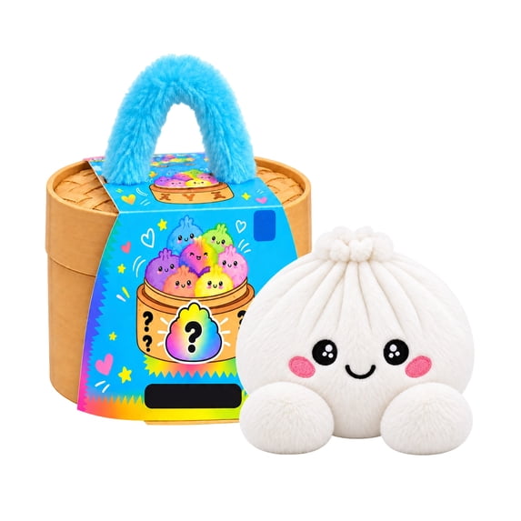 Lumifun White Plush Dumpling Squishy Toy 6 inch, Cute Bao Bun Stuffed Animal with Basket Gift Box, Soft Stress Relief Fidget Toy, Christmas Holiday Gift for Kids & Adults