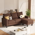 thumbnail image 1 of Vineego 72" L-Shaped Sectional Sofa with Ottoman Ergonomic Support Sofa Couch for Small Spaces Living Room, Apartment,Brown, 1 of 7