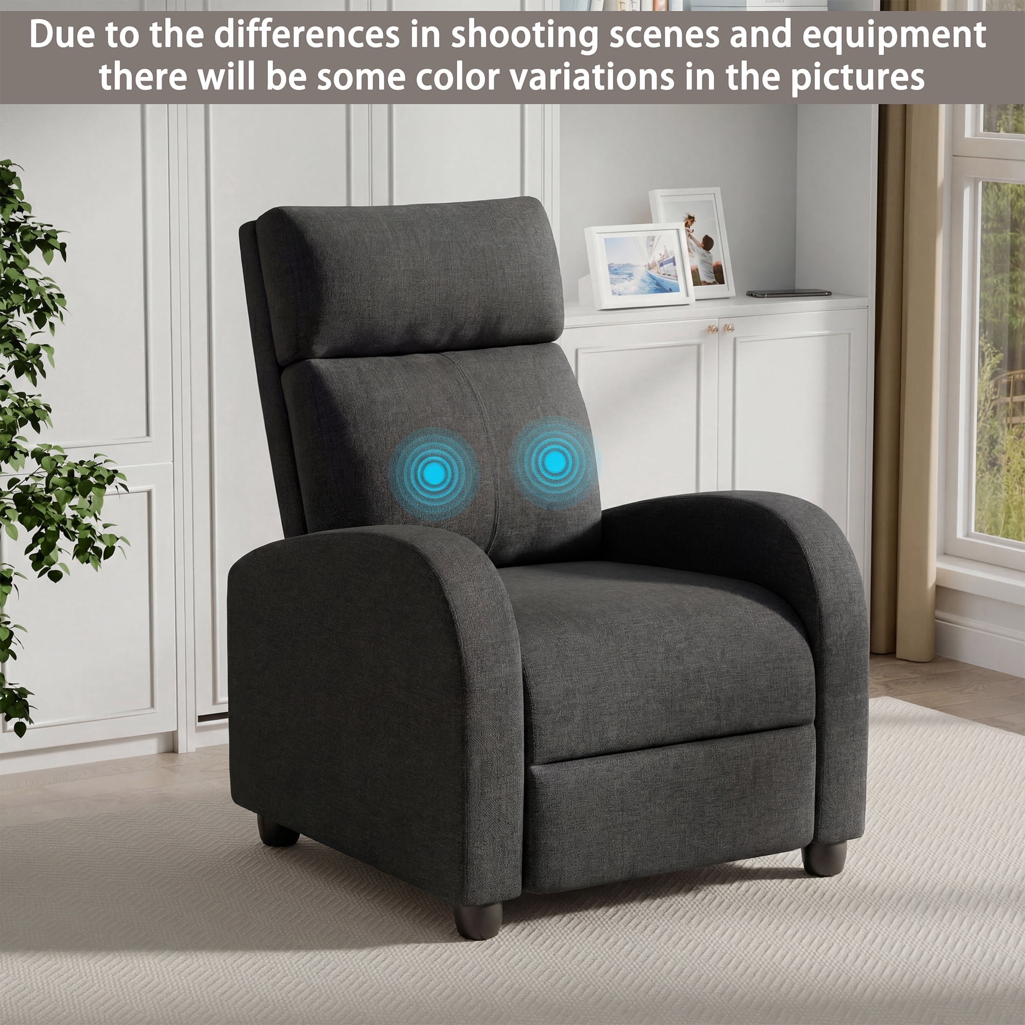 Vineego Massage Recliner Chair with Remote Control Single Sofa with Breathable Fabric Space-Saving Design for Living Room & Bedroom