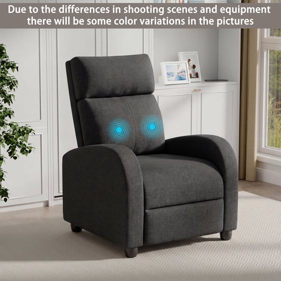 Vineego Massage Recliner Chair with Remote Control Single Sofa with Breathable Fabric Space-Saving Design for Living Room & Bedroom