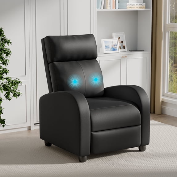 Vineego Massage Recliner Chair with Remote Control Single Sofa with PU Leather Space-Saving Design for Living Room & Bedroom